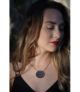 COLLAR ORO ROSA CON DIAMANTES BLANCOS Y NEGRO - CARBERONIA - 0323625