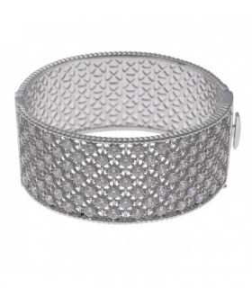 PULSERA RIGIDA PLATA CON CIRCONITAS - SALVATORE - 136P0187