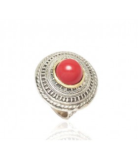 ANILLO PLATA CABOCHON CORAL - ALTANA - 11A0749