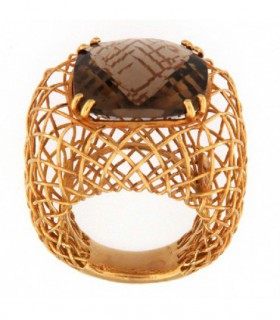 ANILLO DE ORO ROSA y CUARZO FUME - ROBERTO COIN - 0427416