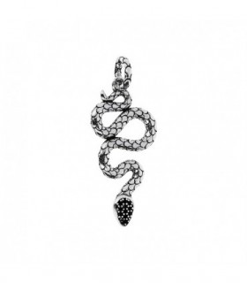 SNAKE PENDANT, STERLING SILVER WITH BLACK SPINEL - ALBERT M. - WSOX00182.BS