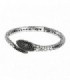 RIGID SNAKE BRACELET, STERLING SILVER WITH BLACK SPINEL - ALBERT M. - WSOX00016.S-BS