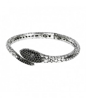 PULSERA RIGIDA SERPIENTE, PLATA CON ESPINELA NEGRA - ALBERT M. - WSOX00016.S-BS
