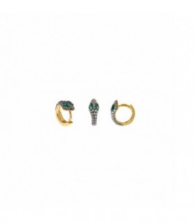 MINI ARGOLLAS FORMA SERPIENTE - PLATA 925 CHAPADO ORO - CIRCONITAS - SALVATORE - 151A0116