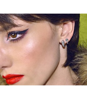 Mini pendientes Plata 925. Panteras de circonitas chapadas en oro - SALVATORE - 151A0114