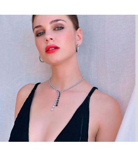 SILVER NECKLACE WITH BLACK AND WHITE ZIRCONS - SALVATORE - 136C0178