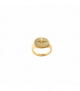 Gold plated 925 sterling silver cross and signet ring - SALVATORE - 224S0011