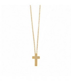 Plain yellow gold plated 925 sterling silver necklace with cross - SALVATORE - 224C0081
