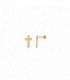 Smooth yellow gold plated 925 sterling silver earrings, cross - SALVATORE - 224A0111