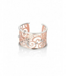 Pulsera rígida en plata de Ley 925 rodiado y chapado oro rosa-  Filigrana con circonitas - Mediterráneo  - MR51RB01