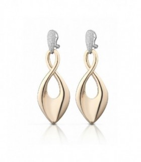 Pendientes Plata de Ley 925 chapado oro rosa. Óvalo cruzado y pave de circonitas - MEDITERRANEO - H59RO01