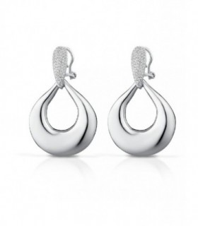 Pendientes en plata de Ley 925 rodio - Forma pera pave circonitas con cierre omega - MEDITERRANEO - H61AO01