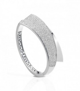 Pulsera en plata de Ley 925 rodiado - Diseño geometrico con pave de circonitas blancas - MEDITERRANEO - H110AZBB01