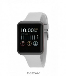 Smart Line Watch Rectangular Black Case-Grey Silicone - NOWLEY - 21-2035-0-6