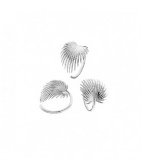 Rhodium plated 925 sterling silver ring - Areca palm leaf - SALVATORE - 151S0058