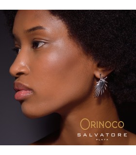 Pendientes plata de Ley 925 rodiado - Hoja areca lisa - Salvatore - 151A0138