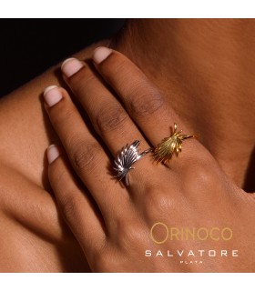 Anillo plata de Ley 925 rodiado - Hoja palmera areca - SALVATORE - 151S0058