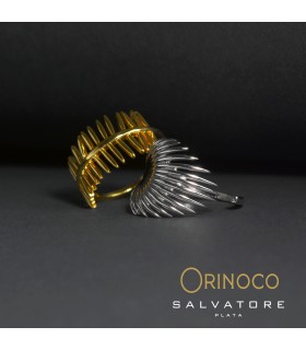 Anillo plata de Ley 925 rodiado - Hoja palmera areca - SALVATORE - 151S0058