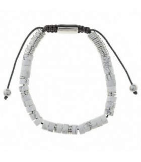 Bracelet with alternating discs in steel and white turquoise - SALVATORE - 263PM012