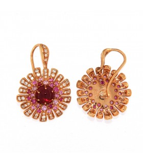 PENDIENTES DE ORO ROSA CON DIAMANTES Y TURMALINA - ROBERTO COIN - 0269325