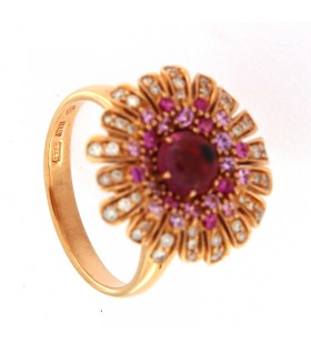 ANILLO DE ORO ROSA CON DIAMANTES Y TURMALINA - ROBERTO COIN - 0300793