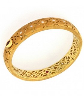 RIGID YELLOW GOLD BRACELET WITH DIAMONDS - ROBERTO COIN - 0076964