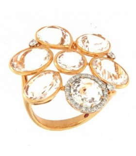 ANILLO DE ORO ROSA - CRISTRAL DE CUARZO Y DIAMANTES - CARBERONIA - 0412379