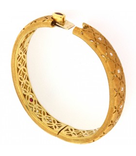 RIGID YELLOW GOLD BRACELET WITH DIAMONDS - ROBERTO COIN - 0076964