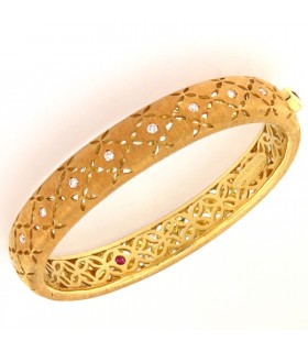 RIGID YELLOW GOLD BRACELET WITH DIAMONDS - ROBERTO COIN - 0076964