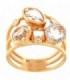 ANILLO DE ORO ROSA 750 mls - CON CRISTAL DE ROCA & DIAMANTES - CARBERONIA - 0418453