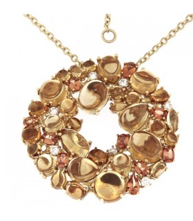 GOLD NECKLACE WITH DIAMONDS, SAPPHIRES and CITRINES - ROBERTO COIN - 0347208