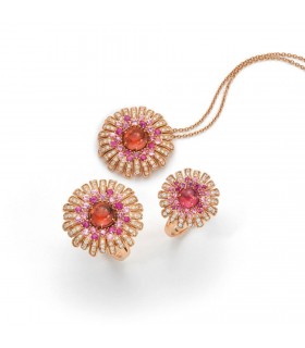 ANILLO DE ORO ROSA CON DIAMANTES Y TURMALINA - ROBERTO COIN - 0300793