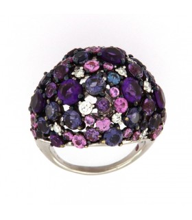 WHITE GOLD RING WITH PRECIOUS STONES - ROBERTO COIN - 0374482