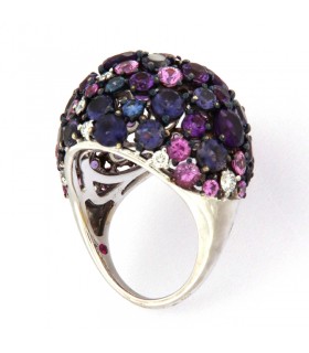 WHITE GOLD RING WITH PRECIOUS STONES - ROBERTO COIN - 0374482