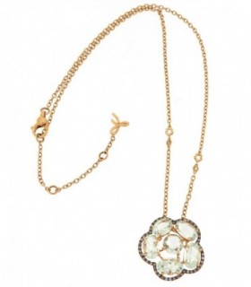 COLLAR DE ORO ROSA 18K CON PRASIOLITA & DIAMANTES BROWN - CARBERONIA - 0449036