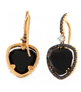 PENDIENTES ORO ROSA DIAMANTES Y ONIX - CARBERONIA - 0380322