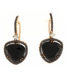 PENDIENTES ORO ROSA DIAMANTES Y ONIX - CARBERONIA - 0380322