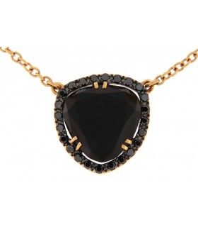 ROSE GOLD NECKLACE WITH DIAMONDS AND ONYX - CARBERONIA - 0379922