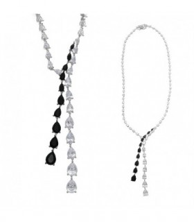 SILVER NECKLACE WITH BLACK AND WHITE ZIRCONS - SALVATORE - 136C0178