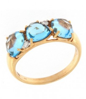 ANILLO DE ORO ROSA 18k - TOPACIO AZUL Y DIAMANTES - CARBERONIA - 0378255