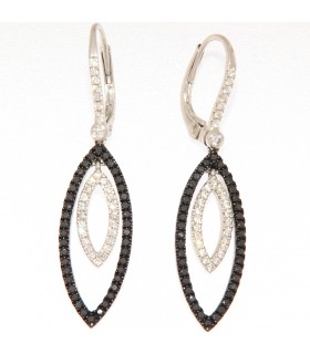PENDIENTES DE ORO BLANCO CON DIAMANTES BLANCOS Y NEGROS - 2089420
