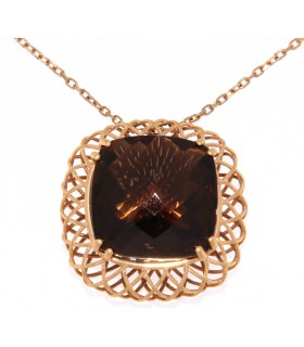 COLLAR DE ORO ROSA CON CUARZO FUME - ROBERTO COIN - 0427407