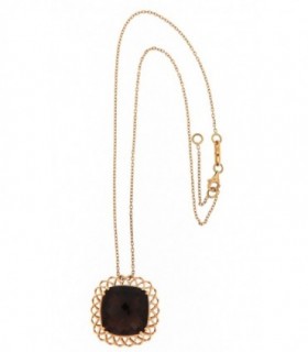 COLLAR DE ORO ROSA CON CUARZO FUME - ROBERTO COIN - 0427407
