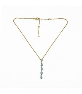 COLLAR DE ORO ROSA 18k - TOPACIO AZUL Y DIAMANTES - CARBERONIA - 0343104