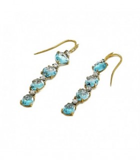 PENDIENTES DE ORO ROSA 18k - TOPACIO AZUL Y DIAMANTES - CARBERONIA - 0341259