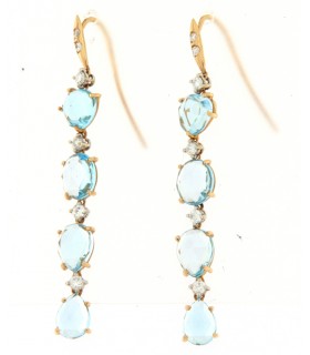 18k ROSE GOLD EARRINGS - BLUE TOPAZ AND DIAMONDS - CARBERONIA - 0341259