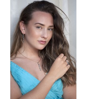 18k ROSE GOLD EARRINGS - BLUE TOPAZ AND DIAMONDS - CARBERONIA - 0341259