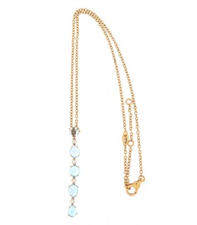 COLLAR DE ORO ROSA 18k - TOPACIO AZUL Y DIAMANTES - CARBERONIA - 0343104