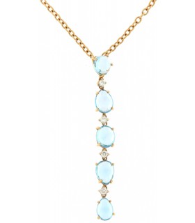 COLLAR DE ORO ROSA 18k - TOPACIO AZUL Y DIAMANTES - CARBERONIA - 0343104