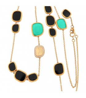 COLLAR ORO ROSA CON JADE Y DIAMANTES - ROBERTO COIN - 0424026